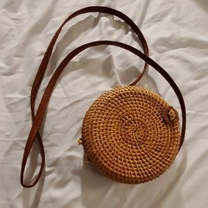 Handmade Circle Straw Crossbody Bag